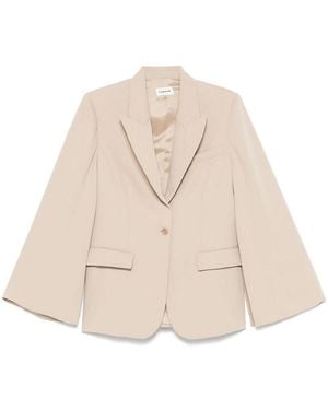 P.A.R.O.S.H. Single-Breasted Blazer Jacket - Natural