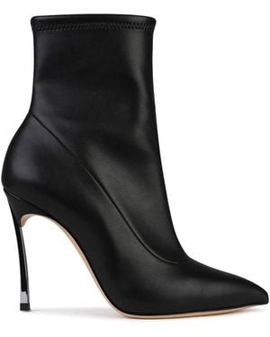 Casadei Blade Matt Leather Ankle Boots - Black