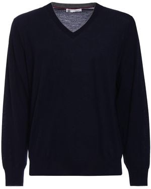 Brunello Cucinelli Wool Cashmere Pullover - Blue