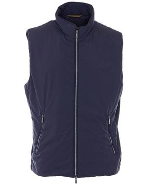 Moorer Senio Vest With Frontal Zip Closure - Blue