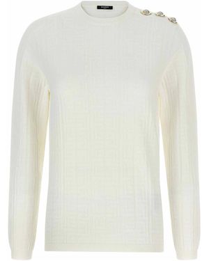 Balmain Maxi Shoulder Top - White