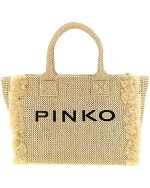 Pinko Beach Large Shopping Bag - Metallic