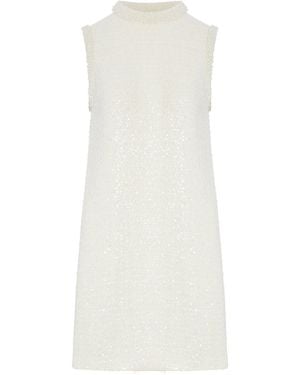 Self-Portrait Boucle Mini Dress With Beads - White