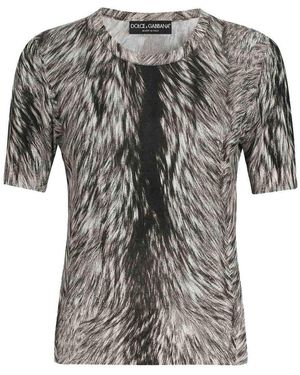 Dolce & Gabbana Fur Print Silk Jumper - Grey