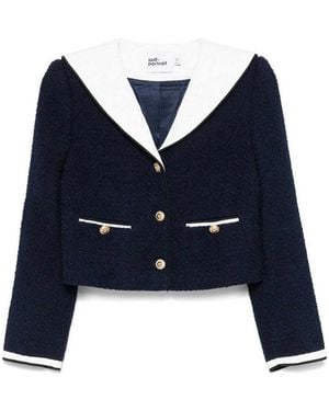 Self-Portrait Jacket With Collar - Blue