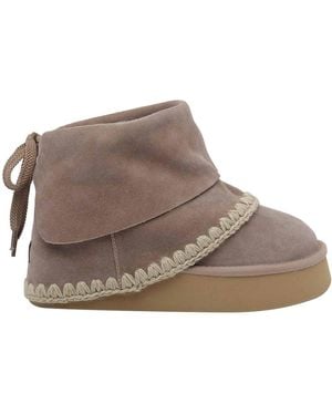 Mou Platform Folding Suede Boots - Brown