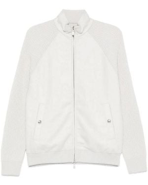 Eleventy Full Zip Jacket Sand And Lt - White