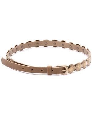 Golden Goose 'Trinidad' Thin Belt With Studs - White