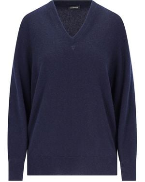 Canessa Ribbed V-Neck Cashmere Jumper - Blue