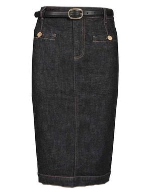 Self-Portrait Denim Midi Skirt - Black