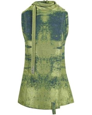 DIESEL Colored Satin Denim Belted Vest - Green