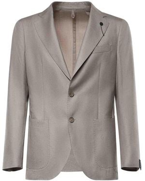 Santaniello Single-Breasted Wool-Blend Blazer - Grey