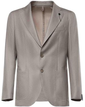 Santaniello Single-Breasted Wool-Blend Blazer - Grey