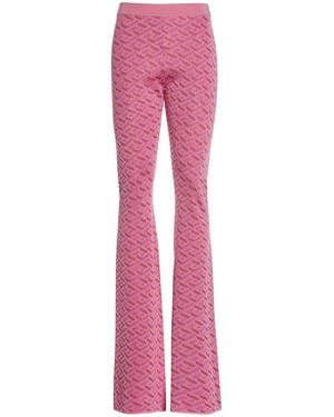 Versace Jacquard Trousers With Greek Print - Pink