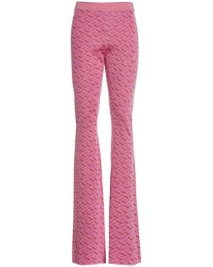 Versace Jacquard Trousers With Greek Print - Pink