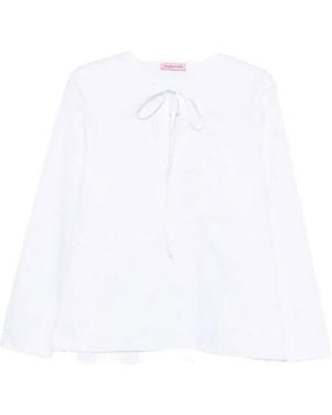CUANTICO Shirt With Ribbon Collar - White