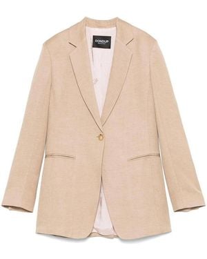 Dondup Single-Breasted Linen Blazer - Natural