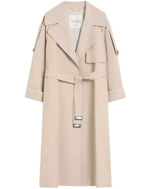 Max Mara Oversized Water-Repellent Twill Trench Coat - Natural