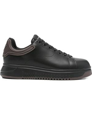 Emporio Armani Leather Sneakers - Black
