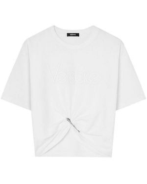 Versace Logo Embroidery T-Shirt - White