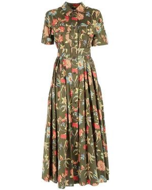 Fay Long Dress With All-Over Floral Print - Metallic