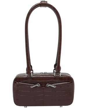 Self-Portrait Mini Croc Leather Shoulder Bag - Brown