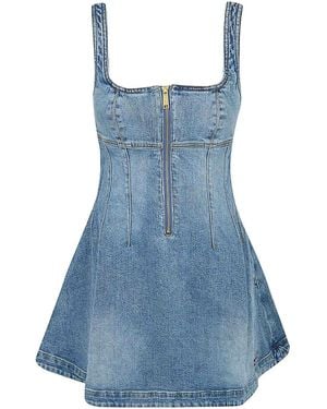 Self-Portrait Denim Mini Dress - Blue