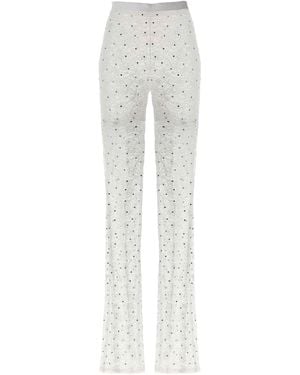 Alessandra Rich Rhinestone Lace Leggings - White