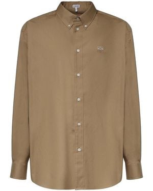 Loewe Cotton Shirt With Logo - Brown