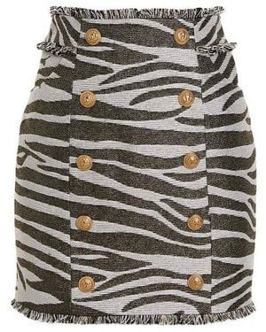 Balmain Lurex Zebra Skirt - Grey