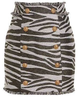 Balmain Lurex Zebra Skirt - Grey