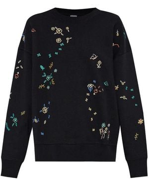 Paul Smith Felpa Con Ricamo A Fiori - Blu