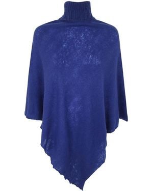 Mirror In The Sky Polo Neck Poncho - Blue