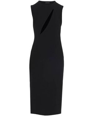 Versace Cut-Out Midi Dress With Side Split - Black
