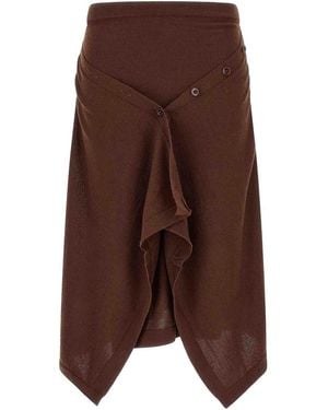 Lemaire Button Asymmetrical Skirt - Brown