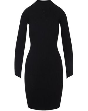 Courreges Circle Rib Mini Dress - Black