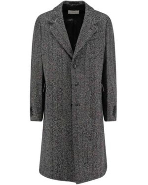 Givenchy Wool Blend Coat With Herringbone Pattern - Gray