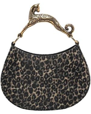 Lanvin Borsa Hobo Gatto Leopardo - Nero