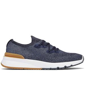 Brunello Cucinelli Cotton Chin Knit Runner Trainers - Blue