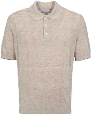 Brunello Cucinelli Ribbed Polo Shirt - White