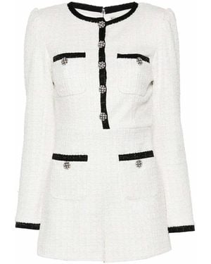 Alice + Olivia Shiloh Button-Front Patch Pocket Romper - Natural