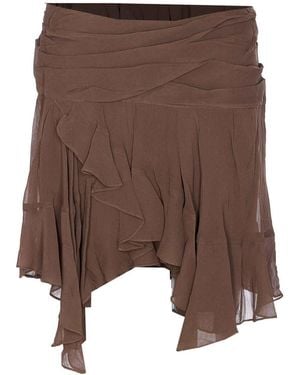 Isabel Marant Flounced Asymmetric Mini Skirt - Brown