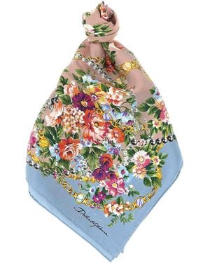 Dolce & Gabbana Mazzolini Di Fiori Scarf - Blue