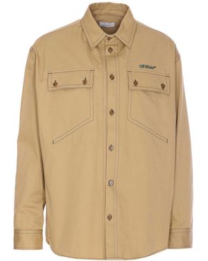 Off-White c/o Virgil Abloh Shirt With Embroidered Logo - Natural