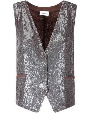 P.A.R.O.S.H. Sequined Vest With Deep V-Neckline - Gray