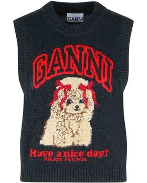 Ganni Wool Blend Vest - Black