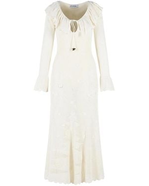 Self-Portrait Floral Crochet Midi Dress - White