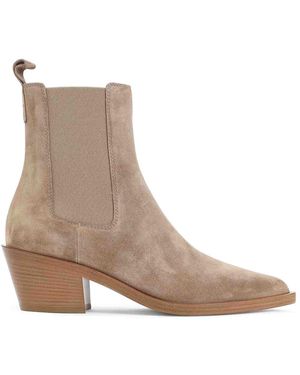 Gianvito Rossi Suede Leather Ankle Boots - Natural