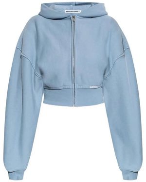 Alexander Wang Cropped Zip-Up Hoodie - Blue