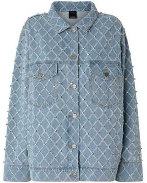 Pinko Jacket Embellished With Rhinestones - Blue